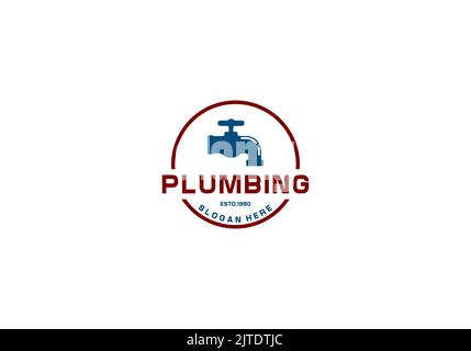 Un logo de plomberie avec un texte sur fond blanc Illustration de Vecteur