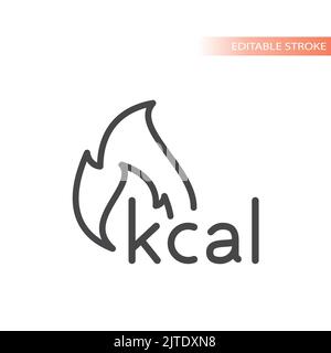 Icône de vecteur de brûlage de calories et de ligne de feu. Symbole de brûlure kcal. Illustration de Vecteur