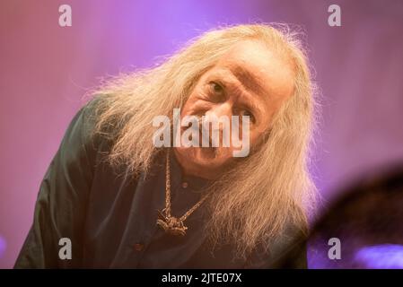 26 juin 2022: Bobby Lieubling de Pentagram se produit au festival Hellfest en plein air Banque D'Images