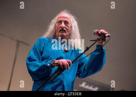 26 juin 2022: Bobby Lieubling de Pentagram se produit au festival Hellfest en plein air Banque D'Images