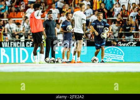 Valence, Espagne - 29/28/2022, Gennaro Gattuso, entraîneur-chef de Valence avant le championnat espagnol la Liga football match entre Valencia CF et Atletico de Madrid sur 29 août 2022 au stade Mestalla de Valence, Espagne - photo: Ivan Ternon/DPPI/LiveMedia Banque D'Images