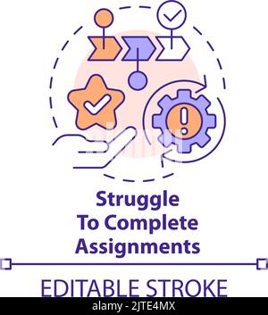 Icône de concept difficulté à terminer les affectations Illustration de Vecteur