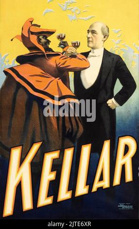 Affiche de magicien vintage 1920s - Kellar. Harry Kellar le magicien Banque D'Images