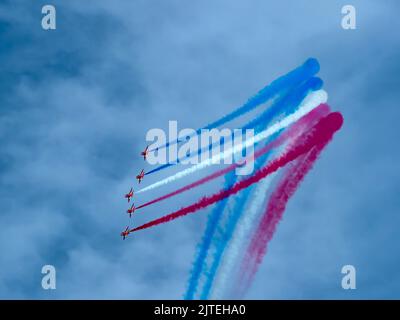 Red Arrows RAF Aerobatic Team au salon de l'aviation d'Eastbourne Banque D'Images