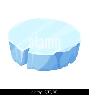 Floe de glace, pièce d'eau gelée, iceberg de style dessin animé isolé sur fond blanc.Élément de paysage polaire, actif de jeu d'interface utilisateur.Décoration d'hiver.Illustration vectorielle Illustration de Vecteur