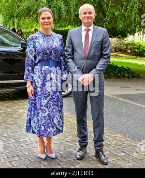 STOCKHOLM 20220830 la princesse Victoria de la Couronne de Suède arrive à la conférence annuelle semaine mondiale de l'eau à Norra Latin à Stockholm, où elle a été rece Banque D'Images