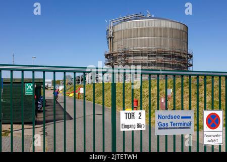 Nordsee Gas terminal Brunsbüttel, réservoir surélevé pour gaz liquide Banque D'Images