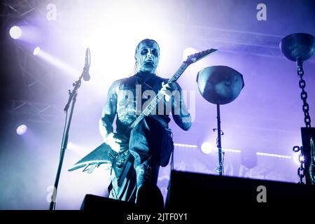 Solvesborg, Suède. 10th, juin 2022. Le groupe autrichien de Death Metal Belphegor joue un concert en direct pendant le festival de musique suédois Festival Rock Suède 2022 à Solvesborg. Ici, le chanteur Helmuth Lehner est vu en direct sur scène. (Crédit photo: Gonzales photo - Terje Dokken). Banque D'Images