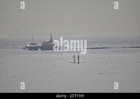 Un transporteur de vrac s'enfonce au large de la côte est, Gibraltar - 30th août 2022 Banque D'Images