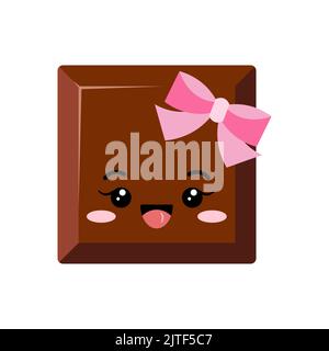 Adorable morceau de barre de chocolat emoji personnage vector icône. Illustration de Vecteur