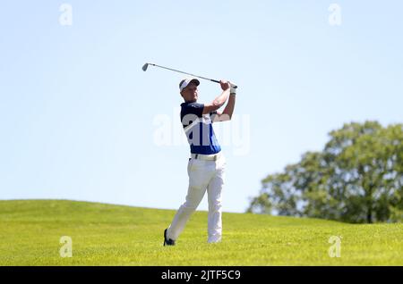 Photo du dossier datée du 26-05-2017 de Luke Donald, qui aura six caractères génériques sans précédent à sa disposition pour la prochaine Ryder Cup à Rome. Date de publication : mardi 30 août 2022. Banque D'Images