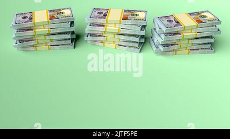 Des piles d'argent de dollars. Finance dollar conceptuel. 3d rendu Banque D'Images