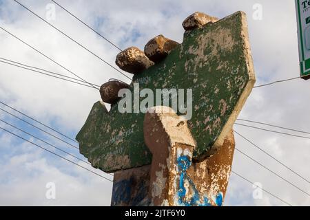 HARGEISA, SOMALILAND - 15 AVRIL 2019 : Monument d'Indepedence du Somaliland en forme de pays à Hargeisa, capitale du Somaliland Banque D'Images