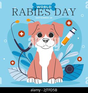 Illustration plate pour la journée mondiale de la rage illustration vectorielle Illustration de Vecteur