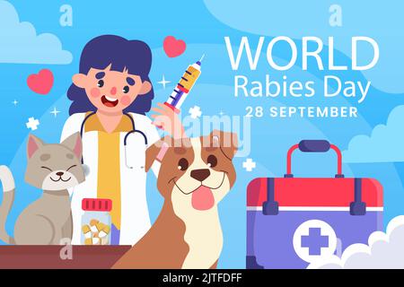 Illustration plate pour la journée mondiale de la rage illustration vectorielle Illustration de Vecteur