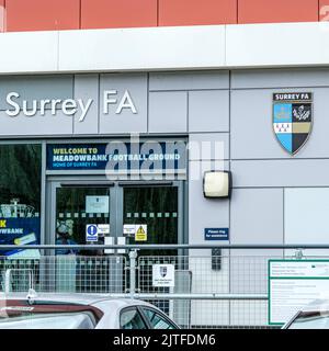 Dorking Surrey Hills, Londres, Royaume-Uni, 20 août 2022, Surrey football Association Siège social au stade de football de Meadowbank Dorking Banque D'Images