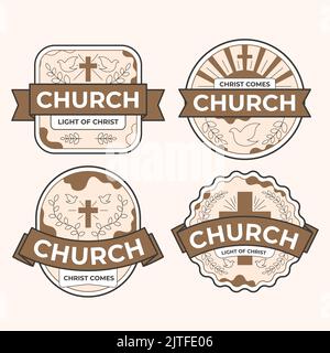 Étiquettes d'église chrétienne dessinées à la main Illustration vectorielle Illustration de Vecteur