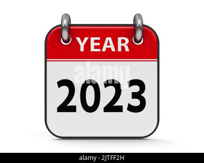 Calendrier des icônes 2023 ans isolé sur fond blanc, rendu tridimensionnel, illustration 3D Banque D'Images