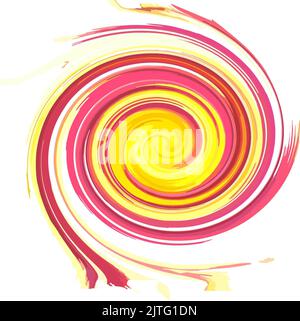 Forme tourbillon dynamique isolée sur blanc pour les textiles ou les tirages. Bain bouillonnant aux tons jaune-rouge pour tissus, couvertures, papier peint, tendances de la mode Banque D'Images