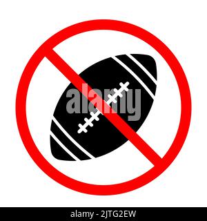 Pas de signe de ballon de rugby. Le ballon de football américain est interdit. Signe interdit du ballon de rugby. Panneau d'interdiction rouge. Illustration vectorielle Illustration de Vecteur