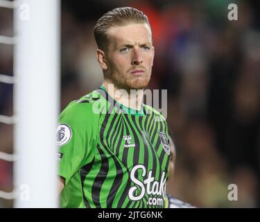 Jordan Pickford #1 d'Everton pendant le match de Premier League Leeds United contre Everton à Elland Road à Leeds, Royaume-Uni, 30th août 2022 Banque D'Images