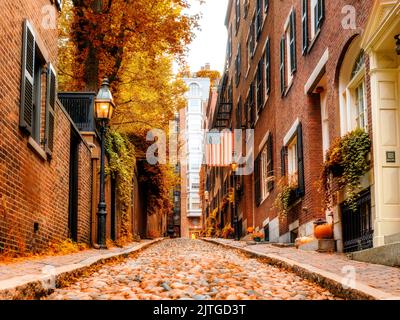 Boston Acorn Street Nouvelle-Angleterre, États-Unis Banque D'Images