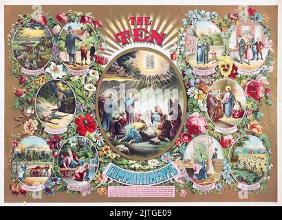 Imprimer affiche des scènes illustrant les dix commandements. Chicago, Illinois -Great Western Supply House, éditeurs, 1894 Banque D'Images