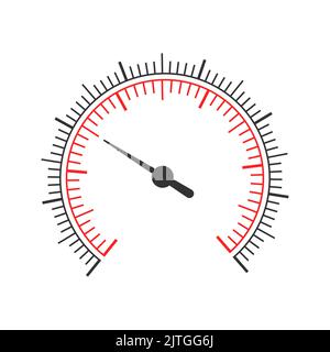 Échelle de mesure ronde avec flèche. Modèle graphique pour compteur de vitesse, manomètre, régulateur de gaz, jauge de niveau de carburant isolé sur fond blanc. Illustration graphique vectorielle Illustration de Vecteur