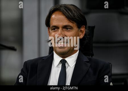 Simone Inzaghi, entraîneur en chef du FC Internazionale pendant le match de football de la série italienne FC Internazionale vs Cremonese au stade San Siro de Milan, Italie, le 30/08/22 Banque D'Images