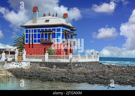 Maison bleue à Arrieta, Lanzarote Banque D'Images