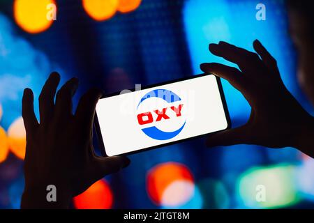 Brésil. 30th août 2022. Dans cette illustration, le logo Occidental Petroleum (OXY) s'affiche sur l'écran d'un smartphone. (Photo de Rafael Henrique/SOPA Images/Sipa USA) crédit: SIPA USA/Alay Live News Banque D'Images