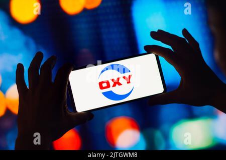 Brésil. 30th août 2022. Dans cette illustration, le logo Occidental Petroleum (OXY) s'affiche sur l'écran d'un smartphone. (Credit image: © Rafael Henrique/SOPA Images via ZUMA Press Wire) Banque D'Images