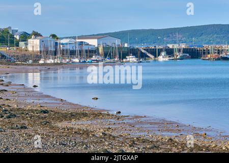 Bateaux amarrés à Digby Wharf à marée basse. Situé dans la baie de Fundy, Digby est bien connu pour sa grande flotte de pêche au pétoncle et au homard. Banque D'Images