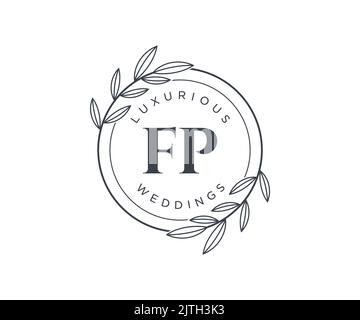 FP initiales lettre mariage monogramme logos modèle, dessin à la main moderne minimaliste et modèles floraux pour cartes d'invitation, Enregistrer la date, élégant Illustration de Vecteur