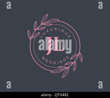 JL initiales lettre mariage monogramme logos modèle, dessin à la main moderne minimalistes et modèles floraux pour cartes d'invitation, Enregistrer la date, élégant Illustration de Vecteur