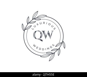 QW initiales lettre mariage monogramme logos modèle, dessin à la main moderne minimalistes et modèles floraux pour cartes d'invitation, Enregistrer la date, élégant Illustration de Vecteur