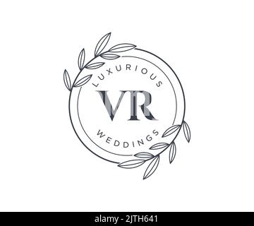 VR initiales lettre mariage monogramme logos modèle, dessin à la main moderne minimalistes et modèles floraux pour cartes d'invitation, Save the Date, élégant Illustration de Vecteur