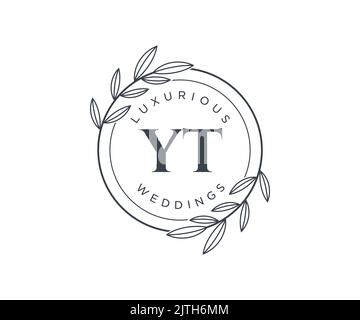 YT initiales lettre mariage monogramme logos modèle, dessin à la main moderne minimalistes et modèles floraux pour cartes d'invitation, Enregistrer la date, élégant Illustration de Vecteur