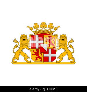 Pays-Bas armoiries de la province d'Utrecht, emblème héraldique hollandais et héraldique vecteur. Armoiries de la province des pays-Bas avec lions, écusson et écusson de la couronne, emblème héraldique officiel Illustration de Vecteur