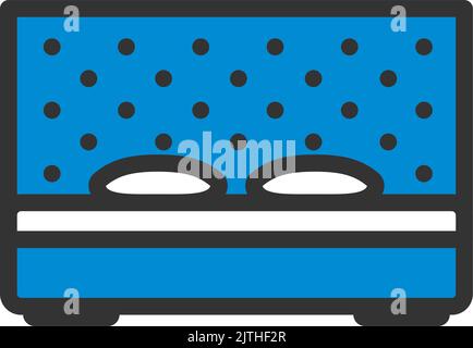 Icône de lit king size. Contour gras modifiable avec Color Fill Design. Illustration vectorielle. Illustration de Vecteur