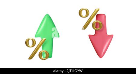 Pourcentage avec les flèches vers le haut et vers le bas. Concept de crédit bancaire ou de taux d'intérêt. Illustration vectorielle Illustration de Vecteur