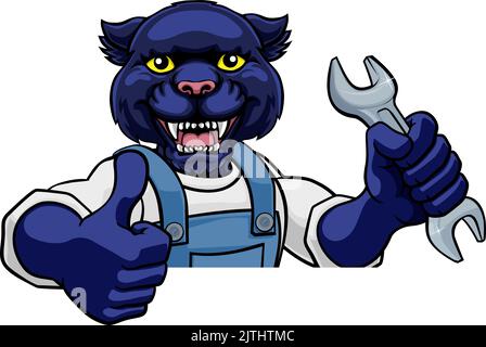Plombier Panther ou mécanicien Holding Spanner Illustration de Vecteur
