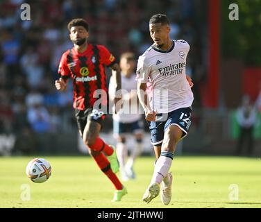 20 août 2022 - AFC Bournemouth v Arsenal - Premier League - Vitality Stadium William Saliba d'Arsenal pendant le match de la première League contre Bournemouth. Image : Mark pain / Alamy Live News Banque D'Images