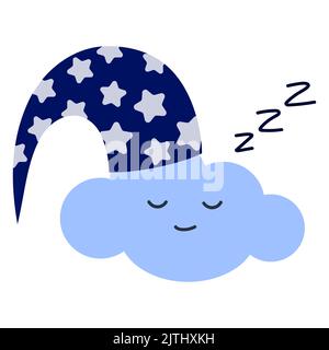 Un nuage de sommeil dans un chapeau de sommeil. Personnage de dessin animé. Thème berceuse. Illustration vectorielle Illustration de Vecteur