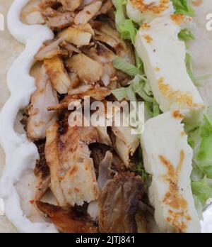 Recette de sandwich au Shawarma au poulet arabe Banque D'Images