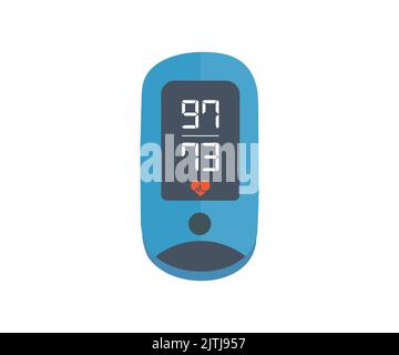 Oxymétrie de pouls portable, logo du doigt de l'oxymètre de pouls. Évaluation de la fonction de la conception et de l'illustration du vecteur du système respiratoire. Illustration de Vecteur