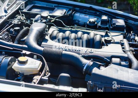 moteur 4,0L V8 d'une Jaguar XJR 1997 Banque D'Images