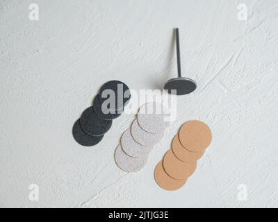 Jeu de disques jetables pour pelage des pieds. Banque D'Images