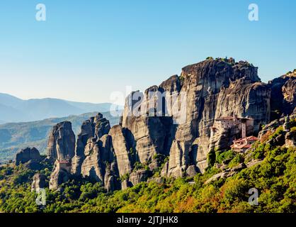 Monastères de Rousanou et Saint Nicolas Anapafsas, Meteora, Thessalie, Grèce Banque D'Images