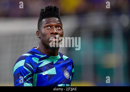 Milan, Italie. 30th août 2022. Andre Onanaof Inter vu devant la série Un match entre Inter et Cremonese à Giuseppe Meazza à Milan. (Crédit photo : Gonzales photo/Alamy Live News Banque D'Images